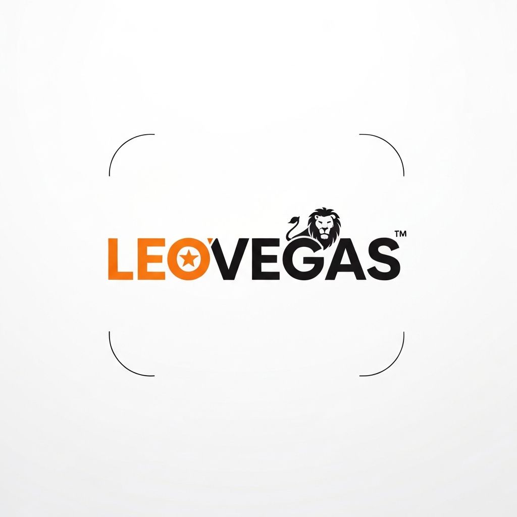 Logotipo de LeoVegas con texto naranja y negro con icono de león sobre fondo blanco, casino móvil premiado internacionalmente
