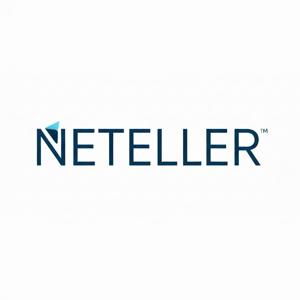 Logo de Neteller con texto azul oscuro y tipografía moderna sobre fondo blanco, billetera electrónica para transferencias en casinos
